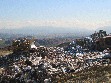 Plastic bags in landfill