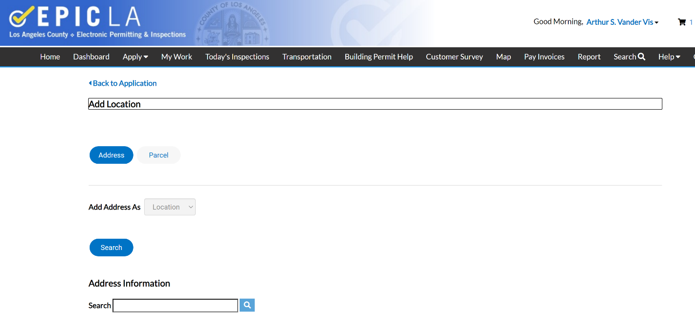 Searching by address example