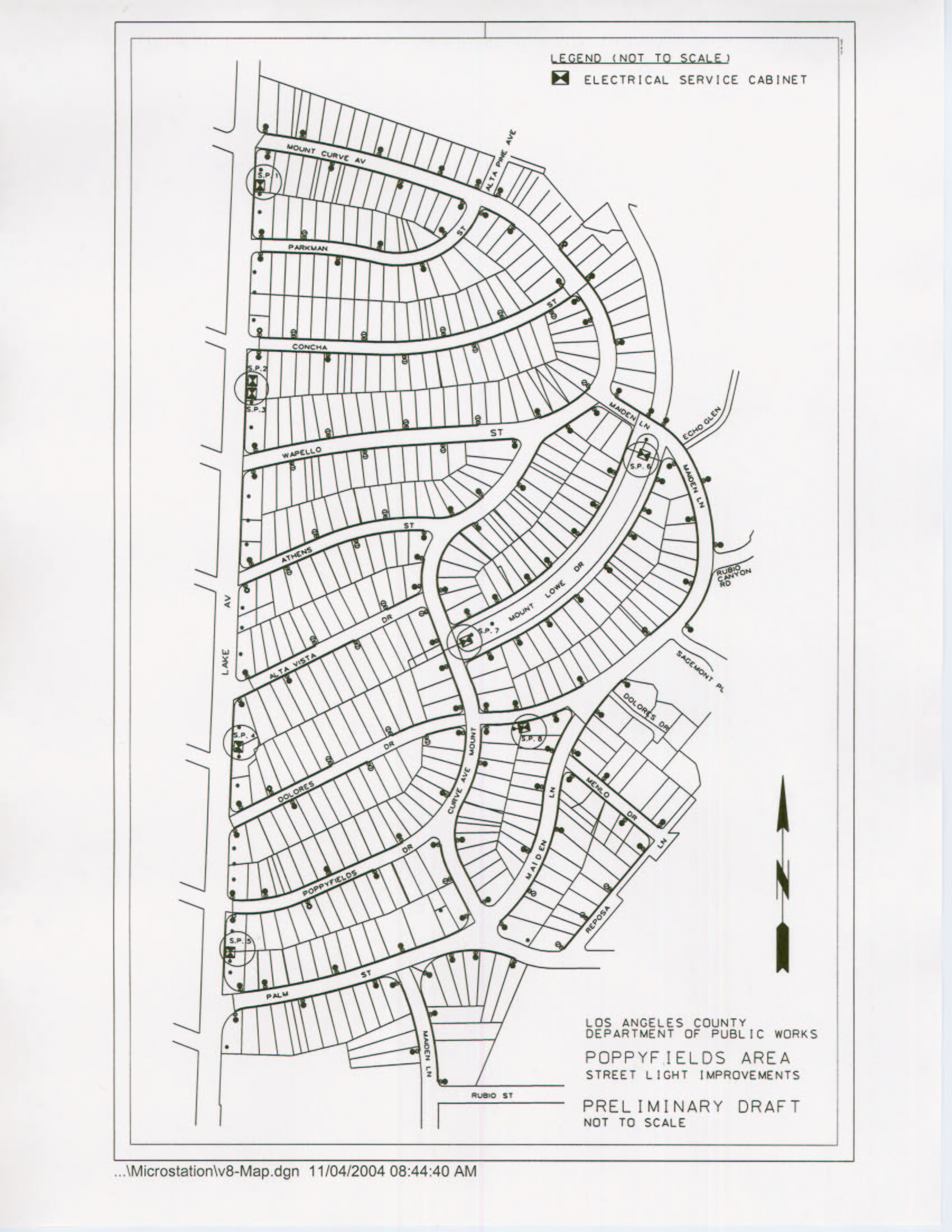 Map Showing Where Electrical Service Cabinets Are Proposed