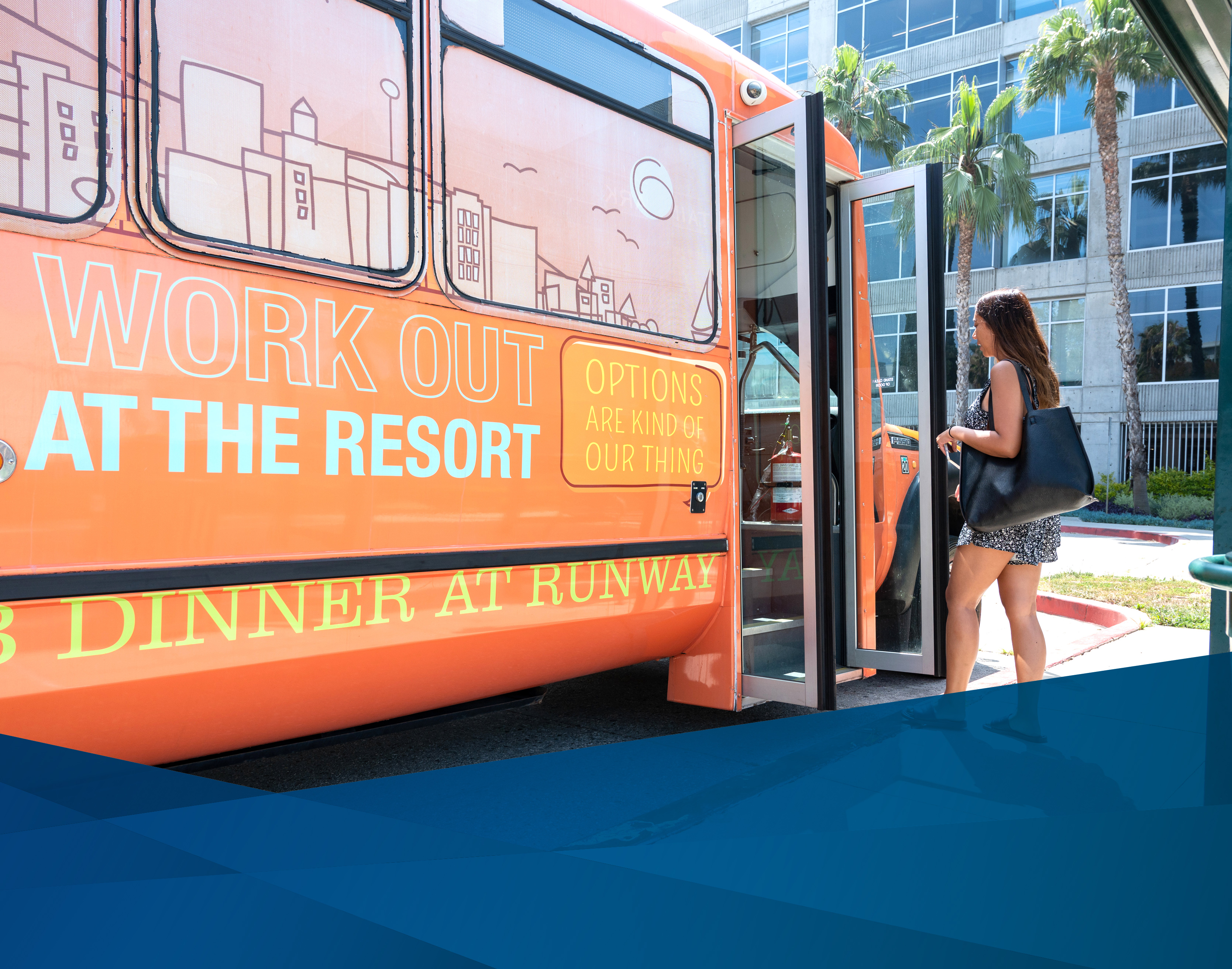 Photo of a passenger entering a shuttle bus