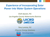 Experience of Incorporating Solar Power into Water System Operations